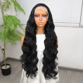 Siyah Ekstra Uzun Fiber Sentetik Dalgalı Tül Peruk thumbnail 1