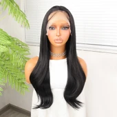 Siyah Fiber Sentetik Hafif Dalgalı Tül Peruk thumbnail 1