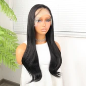 Siyah Fiber Sentetik Hafif Dalgalı Tül Peruk thumbnail 2