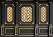 3D Siyah Sütun Altın Panel Duvar Kağıdı Baskı - 7