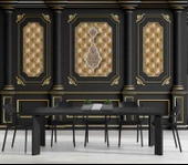 3D Siyah Sütun Altın Panel Duvar Kağıdı Baskı - 5