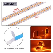 5metre 240 LED/m şerit Led kırmızı hortum kendinden yapışkanlı güçlü yüksek performans SMD2835 12V DC IP20 - 1