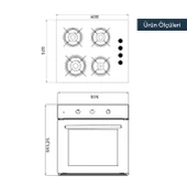 KUMTEL Antrasit 2'li Ankastre Cam Set(Fırın ve Ocak) - 4