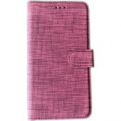 KNY Samsung Galaxy A8 Plus 2018 Kılıf Kumaş Desenli Cüzdanlı Standlı Kapaklı Kılıf Bordo - 1