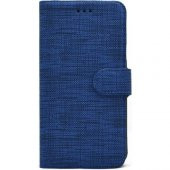 KNY Huawei P20 Lite Kılıf Kumaş Desenli Cüzdanlı Standlı Kapaklı Kılıf Mavi - 1