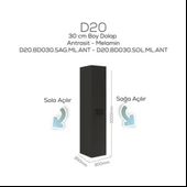 Creavit D20 Sola Açılır Boy Dolabı Antrasit - 1