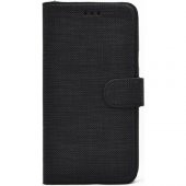 KNY General Mobile GM5 Plus Kılıf Kumaş Desenli Cüzdanlı Standlı Kapaklı Kılıf Siyah - 1