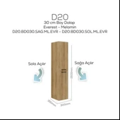 Creavit D20 Sola Açılır Boy Dolabı Everest - 1