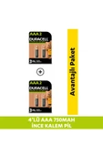 Duracell Şarj Edilebilir AAA 750 mAh İnce Kalem Pil 4'lü Paket thumbnail 1