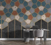 Mozaik Etnik Halı Deseni Duvar Kağıdı Baskı thumbnail 4