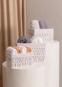 The Mia Cesta Hasır Organizer Sepet Beyaz 30x22x19 cm - 3