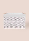 The Mia Cesta Hasır Organizer Sepet Beyaz 62x42x42 cm - 7