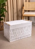 The Mia Cesta Hasır Organizer Sepet Beyaz 57x36x37 cm - 4