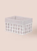 The Mia Braid Hasır Organizer Sepet Beyaz 26x18x16 cm - 4