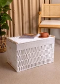 The Mia Cesta Hasır Organizer Sepet Beyaz 57x36x37 cm - 6