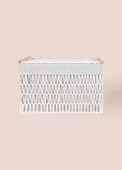 The Mia Cesta Hasır Organizer Sepet Beyaz 57x36x37 cm - 8