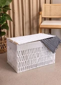 The Mia Cesta Hasır Organizer Sepet Beyaz 57x36x37 cm - 5