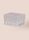 The Mia Cesta Hasır Organizer Sepet Beyaz 26x18x16 cm - 4