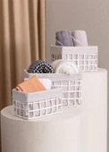 The Mia Braid Hasır Organizer Sepet Beyaz 22x14x13 cm - 3