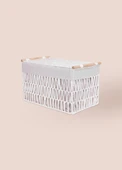 The Mia Cesta Hasır Organizer Sepet Beyaz 52x30x32 cm - 8