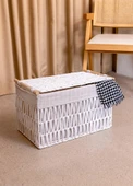 The Mia Cesta Hasır Organizer Sepet Beyaz 52x30x32 cm - 4