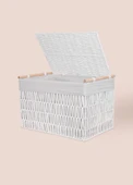 The Mia Cesta Hasır Organizer Sepet Beyaz 57x36x37 cm - 10
