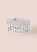The Mia Braid Hasır Organizer Sepet Beyaz 22x14x13 cm - 4