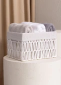 The Mia Cesta Hasır Organizer Sepet Beyaz 30x22x19 cm - 2