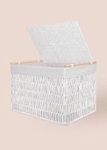 The Mia Cesta Hasır Organizer Sepet Beyaz 62x42x42 cm - 9