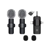 ScHitec 3in1 Type-C Lightning 3.5mm Çıkışlı İkili Kablosuz HD Wireless Yaka Mikrofonu K3519 thumbnail 1