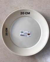 6 Adet Plastik Yuvarlak Pasta Tabağı 20 Cm 6 Lı Krem - 1