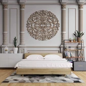 3D Beyaz Sütun Kahverengi Panel Duvar Kağıdı Baskı - 2