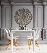 3D Beyaz Sütun Kahverengi Panel Duvar Kağıdı Baskı - 5