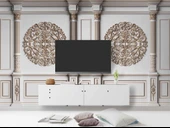 3D Beyaz Sütun Kahverengi Panel Duvar Kağıdı Baskı - 3