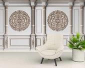 3D Beyaz Sütun Kahverengi Panel Duvar Kağıdı Baskı - 6