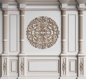 3D Beyaz Sütun Kahverengi Panel Duvar Kağıdı Baskı - 7