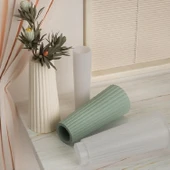 Epoksi Silikon Kalıp Dik Çizgili Vazo Kalıbı Beton Taş Tozu Vazo Mumluk Kalıbı 8.9X19.9 CM thumbnail 5