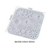 Epoksi Silikon Kalıp Çoklu Çiçek Figürleri Kolye Küpe Kalıbı 9 Lu - 5