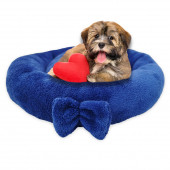 Pelüş Simit Kedi & Küçük Irk Köpek Yatağı - Mavi - 4