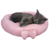 Pelüş Simit Kedi & Küçük Irk Köpek Yatağı - Pembe - 2