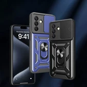 Galaxy A26 Kılıf Magnetik Standlı Kamera Korumalı Zore Sürgülü Vega Kapak - 4