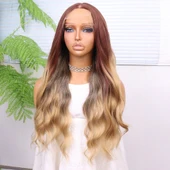 Bakır Kumral Balköpüğü Ombreli Fiber Sentetik Tül Peruk thumbnail 3