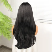 Siyah Fiber Sentetik Hafif Dalgalı Tül Peruk thumbnail 4