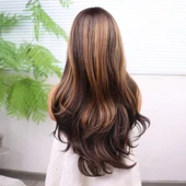 Kahve Karamel Işıltılı Düz Fiber Sentetik Tül Peruk - 4