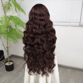 Kumral Ekstra Uzun Fiber Sentetik Dalgalı Tül Peruk thumbnail 4