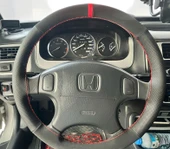 DİKİŞLİ DİREKSİYON KILIFI NUBUK NOKTALI DERİ KIRMIZI YÜZÜK KIRMIZI DİKİŞLİ HONDA CİVİC 2001 KASA thumbnail 1