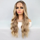 Kumral Dore Sarı Ombre Balköpüğü Röfleli Tül Peruk thumbnail 4