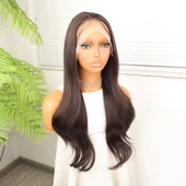 Kahve Karamel Fiber Sentetik Hafif Dalgalı Tül Peruk thumbnail 2