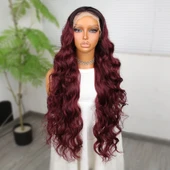 Kızıl Kahve Ekstra Uzun Fiber Sentetik Dalgalı Tül Peruk thumbnail 1