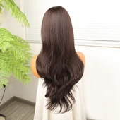 Kahve Karamel Fiber Sentetik Hafif Dalgalı Tül Peruk thumbnail 4